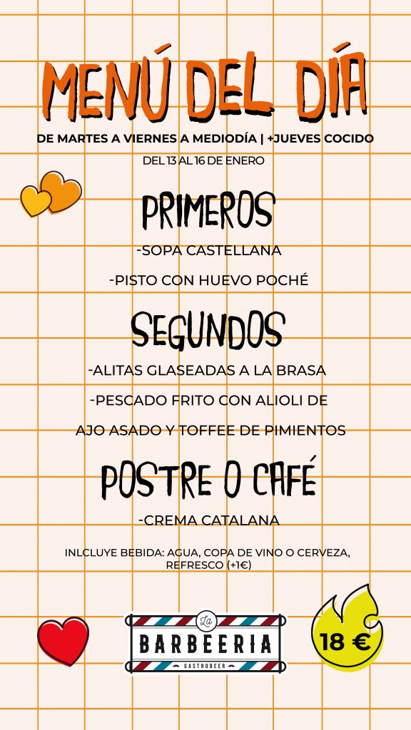 Menu semana 13 a 16 de enero 2026